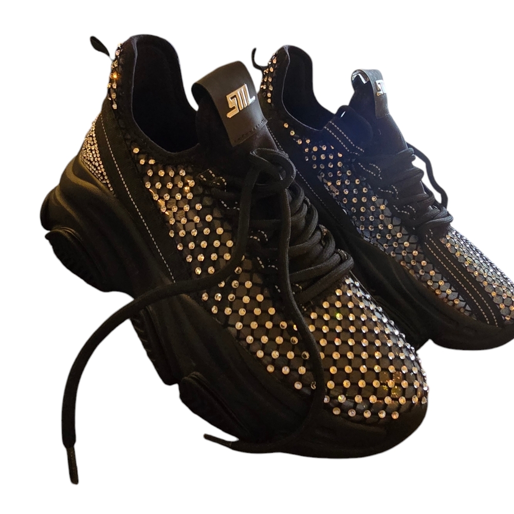Black and Silver Studded Sneakers
